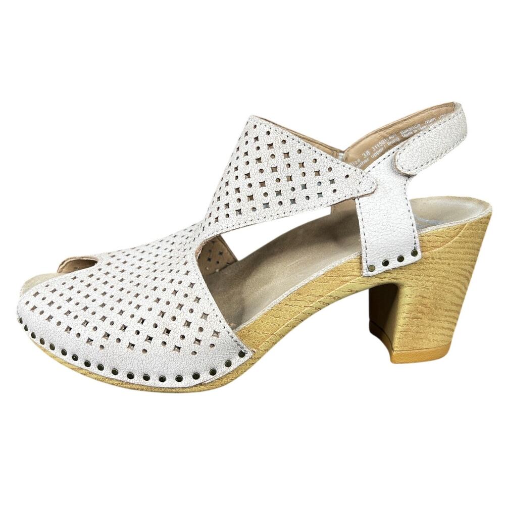 Dansko Women’s Teagan White Leather Laser Cut Sandal Size 38 US 7.5/8 - Picture 3 of 11